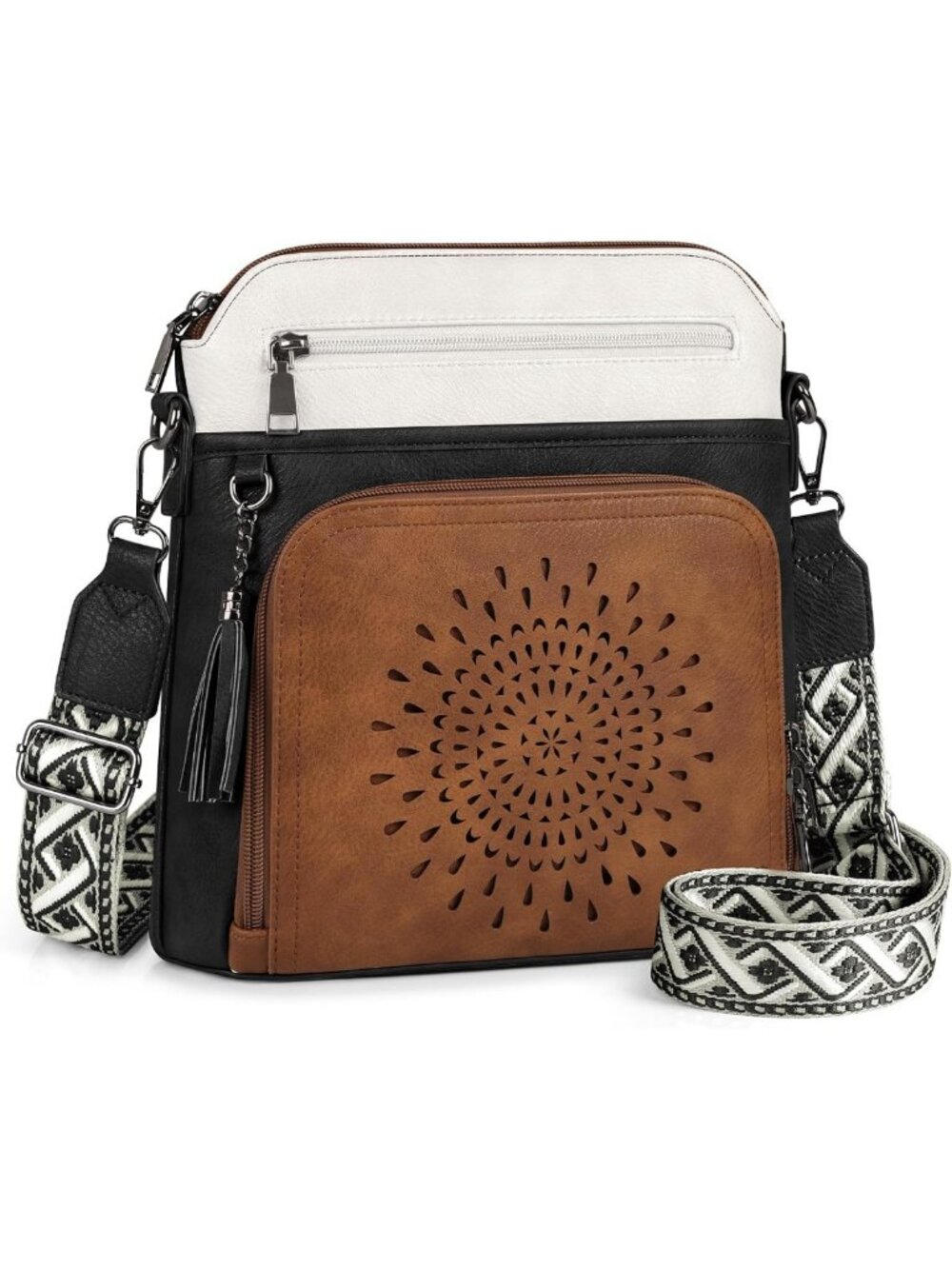 Stylish Leather Crossbody Bag for Women with Built-in Wallet & Wide Straps